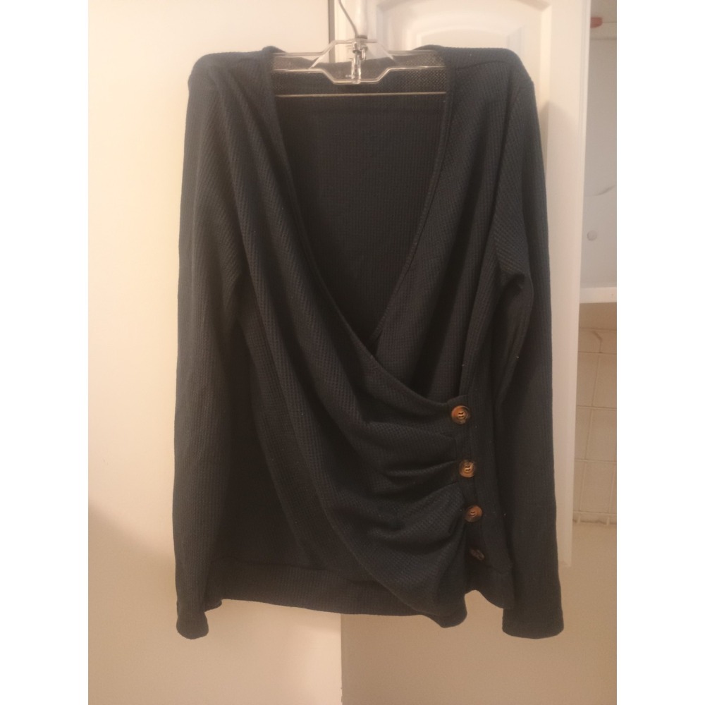 Shein Women's Size L Long Top Navy Blue with Button Detail
